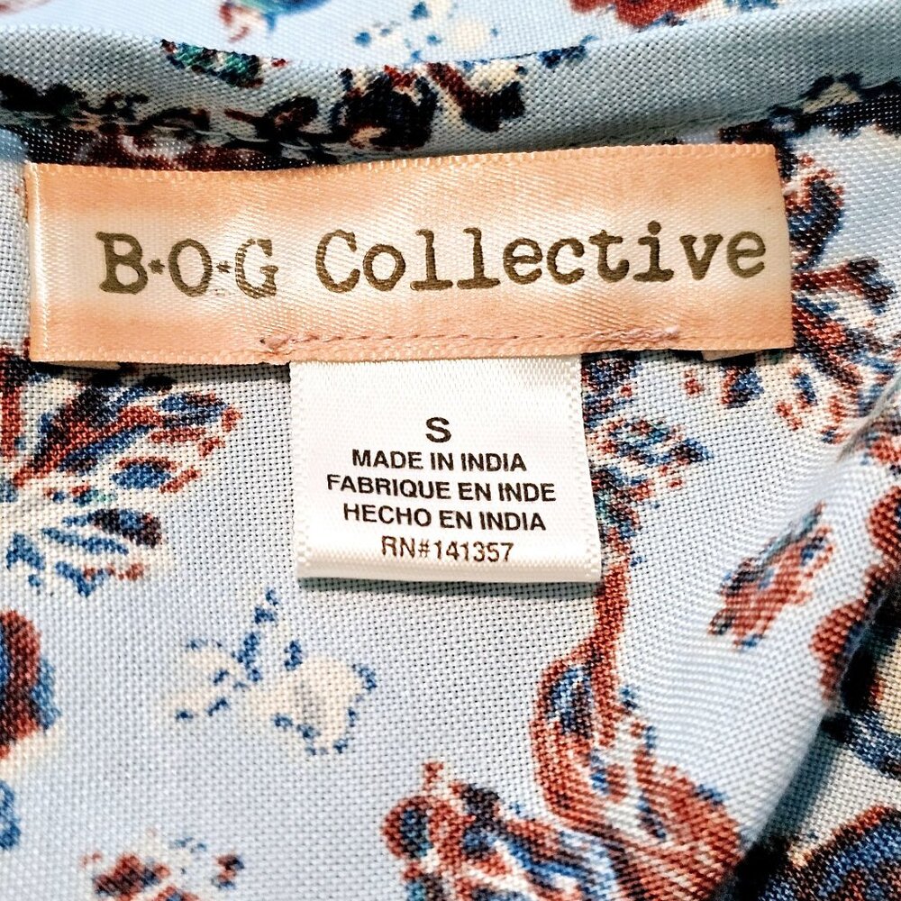 BOG Collective Women's Blue Ivory Floral Oversized Mini Babydoll Dress, NWOT, Sm - Picture 7 of 9